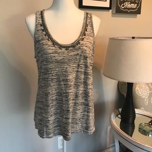 Loft Embellished Tank Gray/White/Black